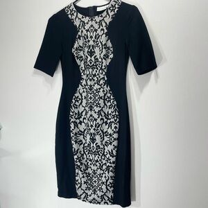 Bisou Bisou Michele Bohbot Black & White Bodycon Dress Size 4